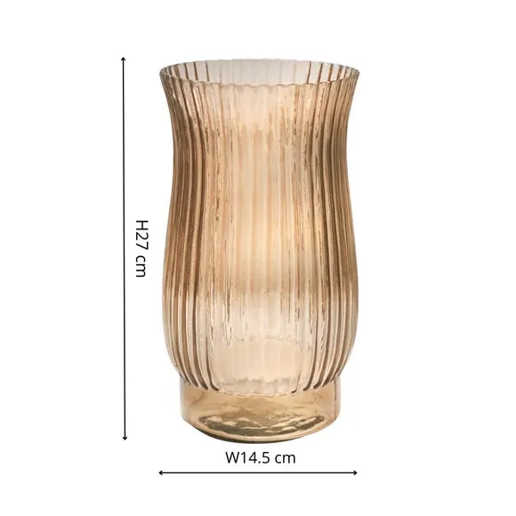 Ivyline Airlie Ribbed Vase Apricot H27cm W14.5cm, Orange 3