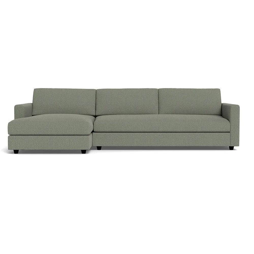 Heal's Nimbus II 4 Str Corner Chaise LHF Boucle Tweed Lapis Black Feet 1