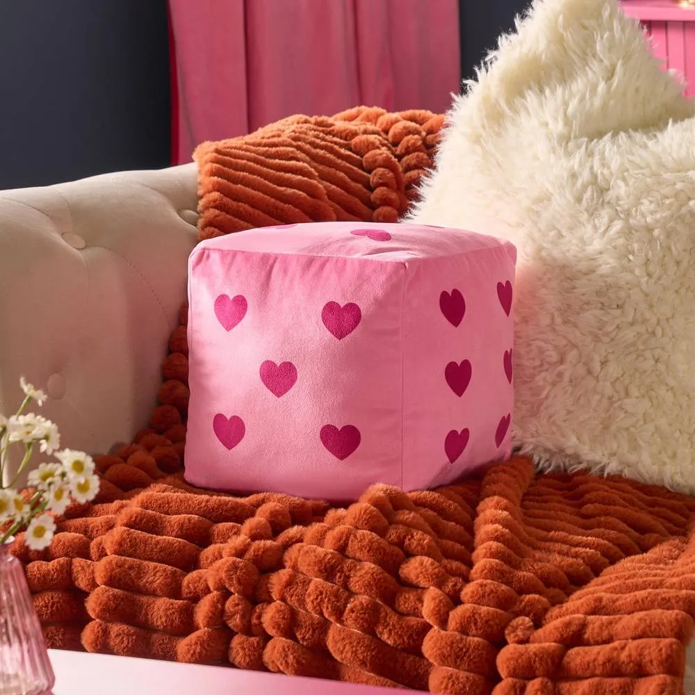 OHS Dice Shaped Decorative Scatter Cushion Throw Pillow in Pink