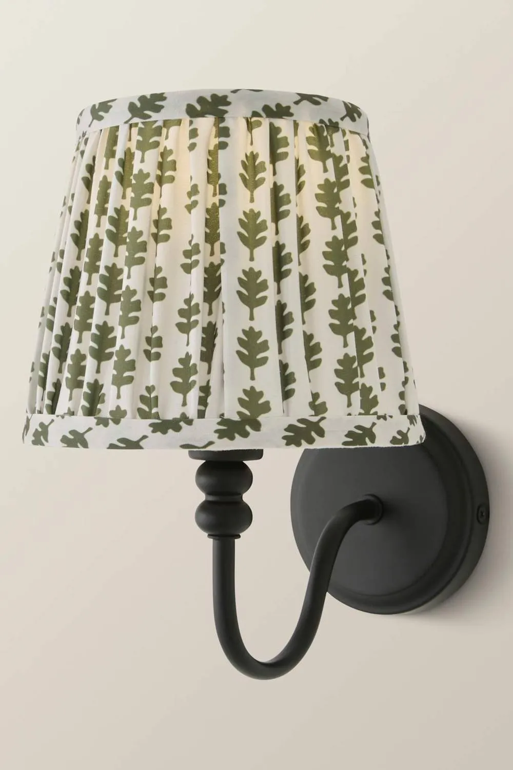 ValueLights Binky Rechargeable Matte Black Wall Light with Floral Pleated Shade in Pale Green 3