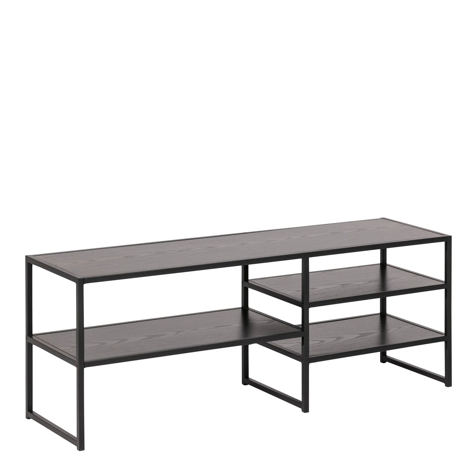 Furniture To Go Seaford Black Metal Open TV Unit with 3 Black Shelves