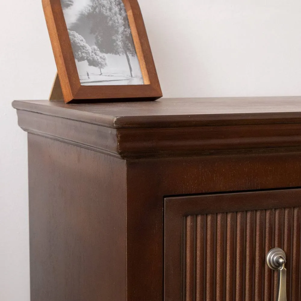 Melody Maison 3 Drawer Dark Wood Reeded Chest Of Drawers - Georgian Range in Dark Brown 3