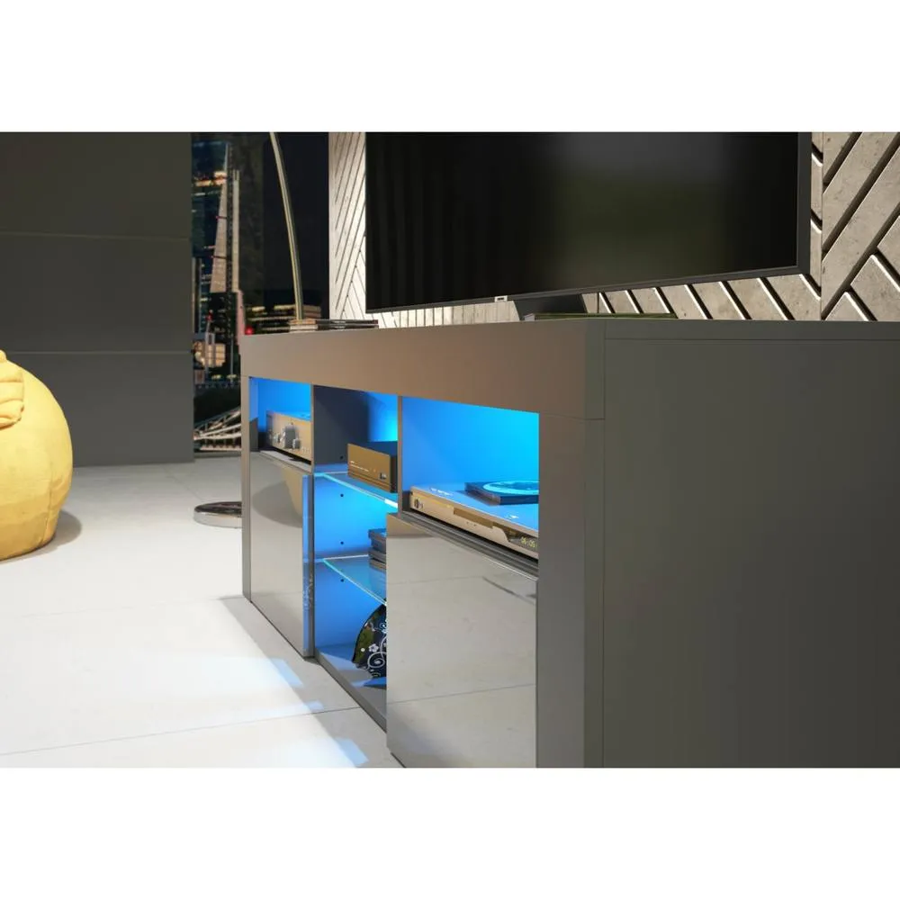 Creative Furniture Pulse TV Unit 145cm - Dark Grey with Gloss Doors & LED Lights 4