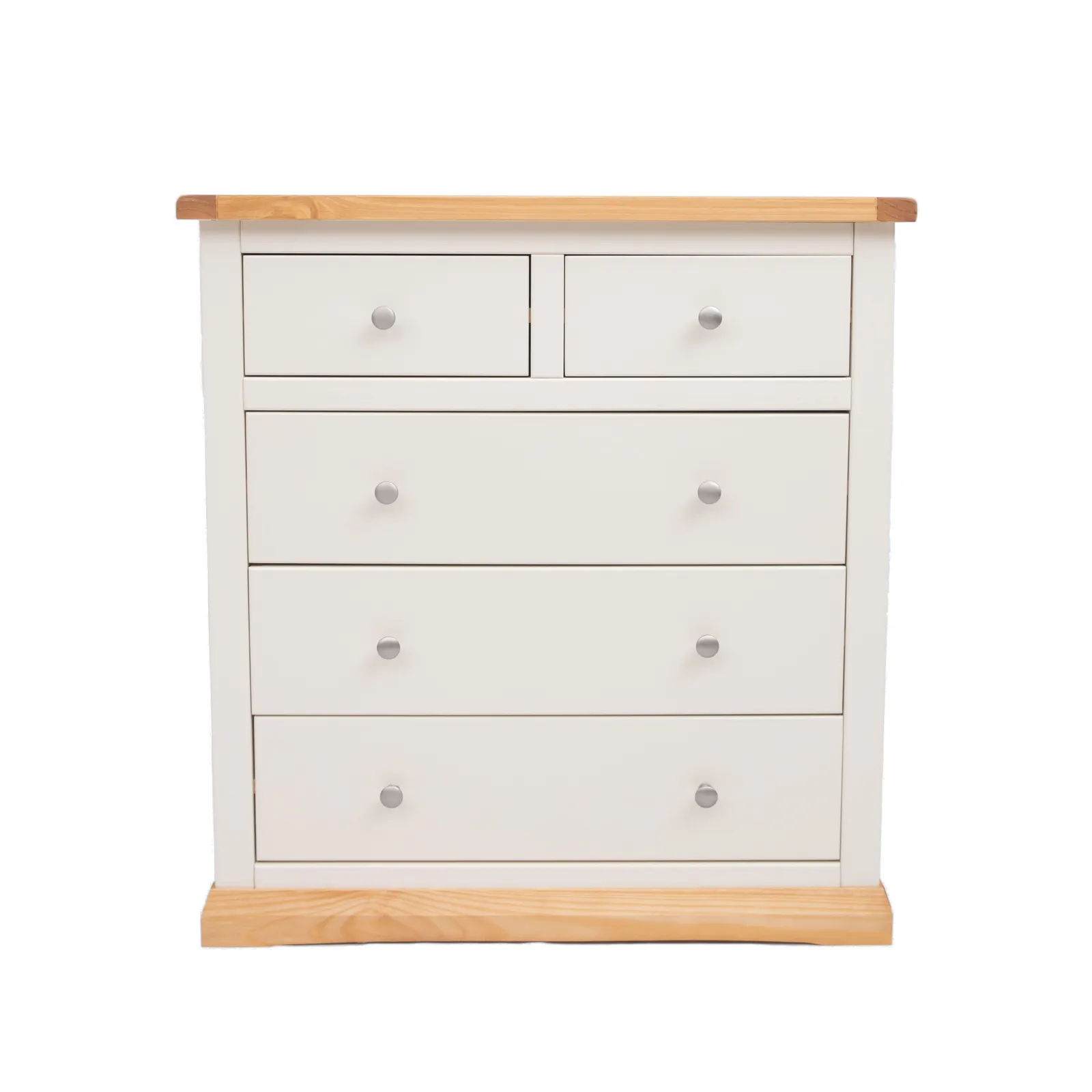 Cabinet Bits Trevi 5 Drawer Chest of Drawers Chrome Knob in Off-White