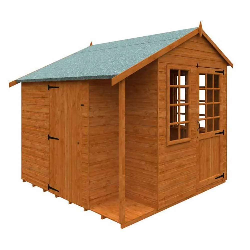 Buttercup Farm 8 x 8 Feet Multi 12mm Shed - Solid Wood/Softwood/Pine in Burnt Orange