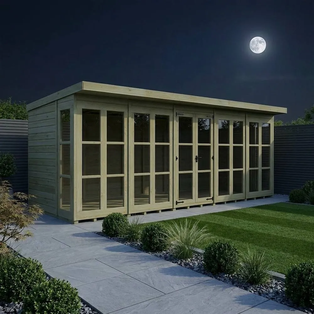 Buttercup Farm 20ft x 6ft Georgian Pent Summer House - Pressure Treated Timber in Brown 3
