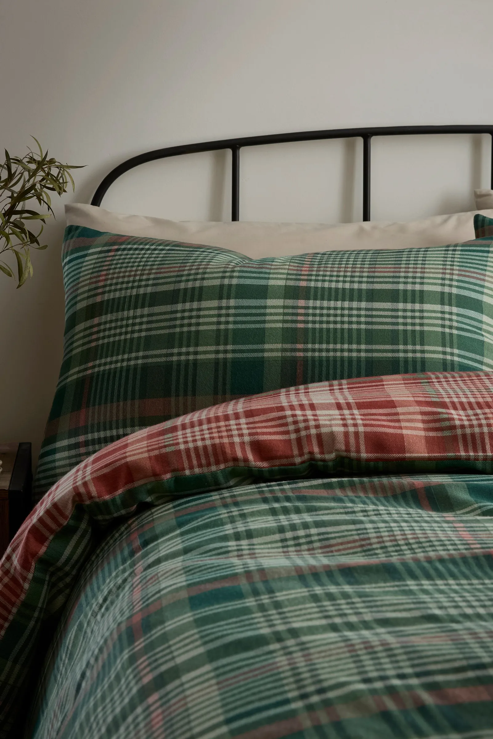 Dreams & Drapes 'Bennet Check' Brushed Cotton Duvet Cover Set in Green 2