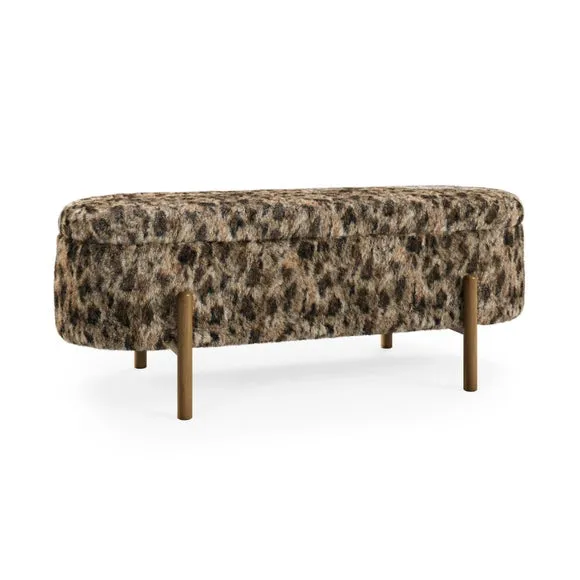 Marley Leopard Print Faux Fur Storage Ottoman 6