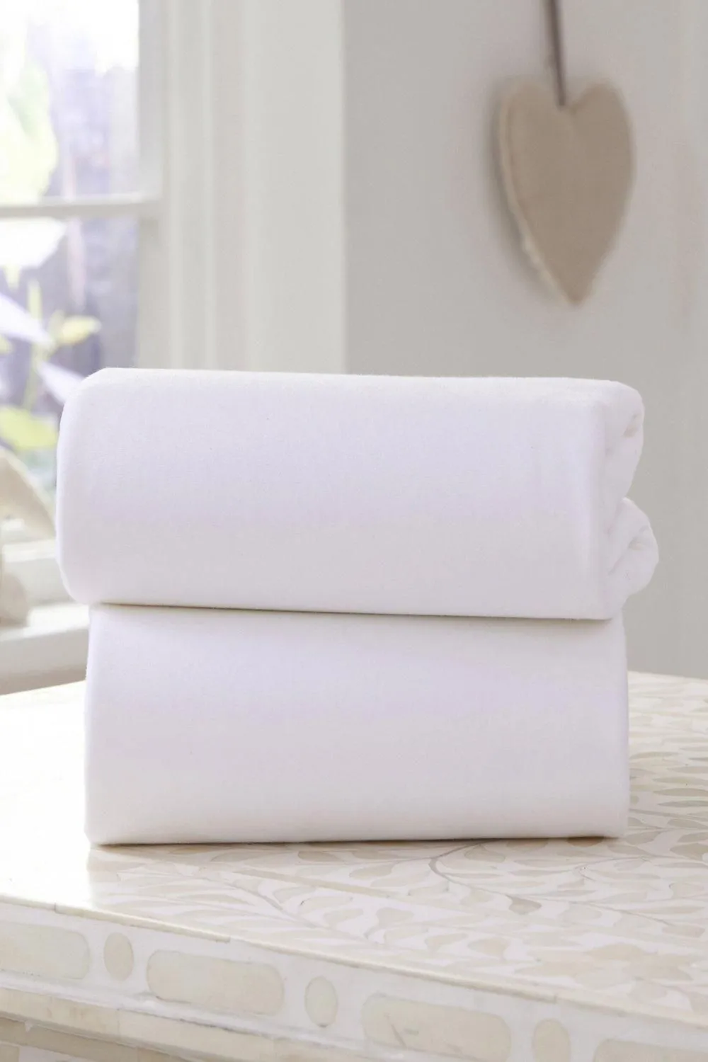 Clair De Lune 'Fitted Sheet Twin Pack' in White
