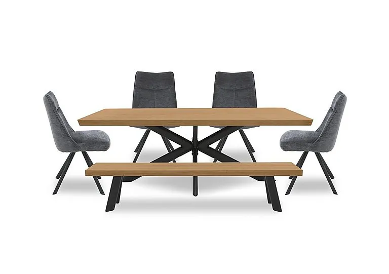 Athena Soft Edge Dining Table, Bench and 4 Swivel Chairs - 220-cm