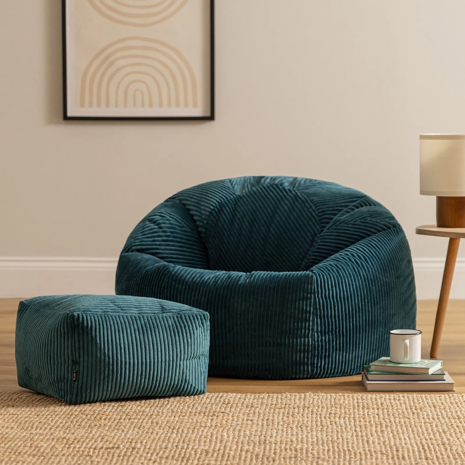 icon Kingston Bean Bag & Footstool Jumbo Cord Bundle in Teal