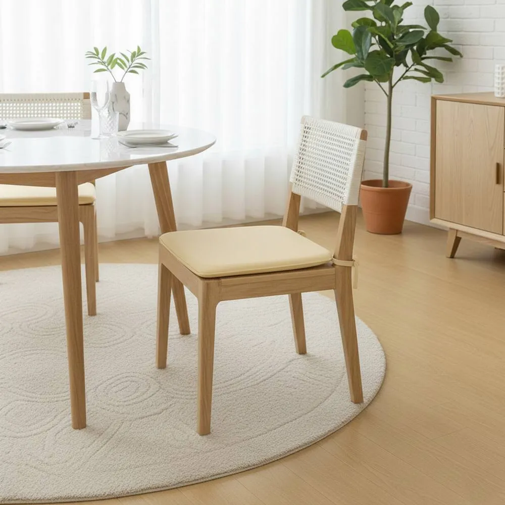 Snug City Foam Seat Pad with Ties Chair Cushion for Dining, Kitchen Seating in Beige