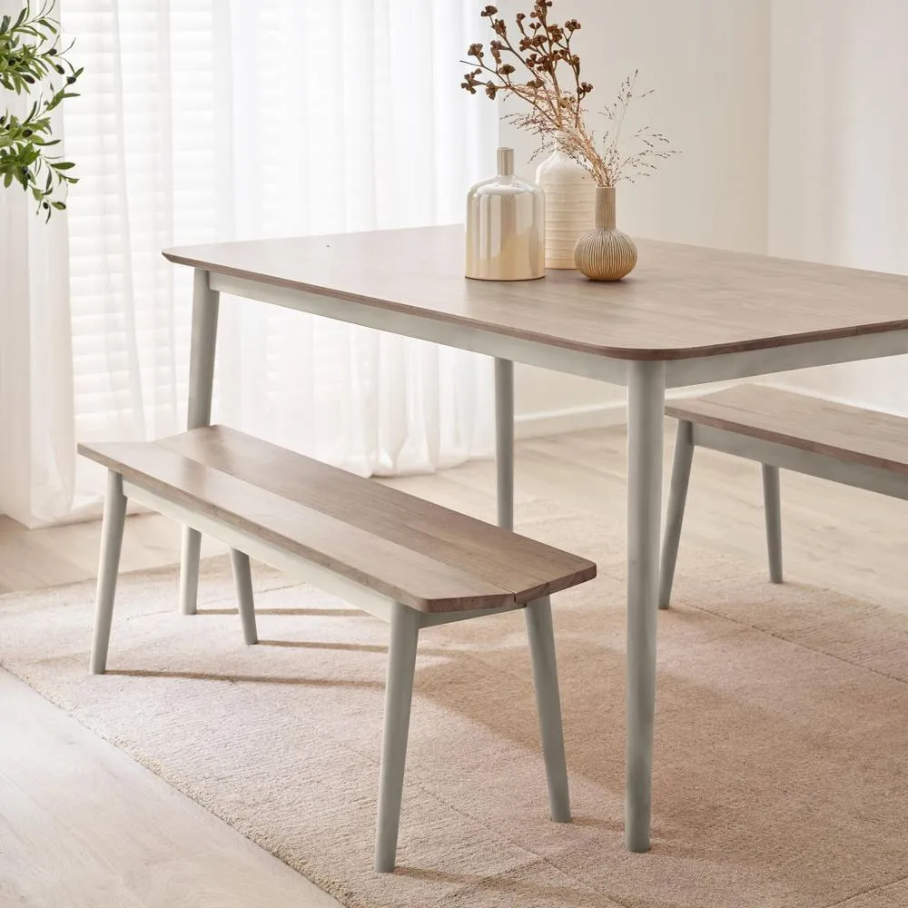 FurnitureboxUK Lynton Large White & Light Grey Wooden Dining Table & 2 Benches 6