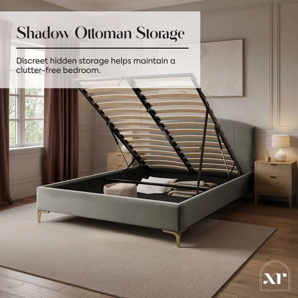X Rocker Avery Upholstered Shadow Ottoman - Double - Grey 5