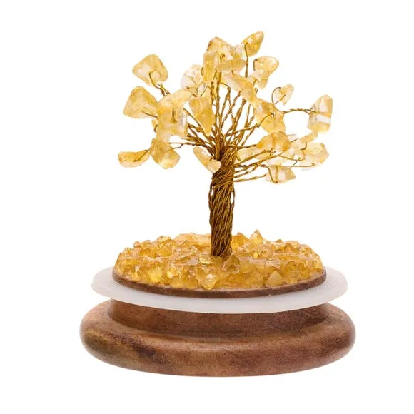Serenity Citrine Gemstone Glass Dome Tree 2