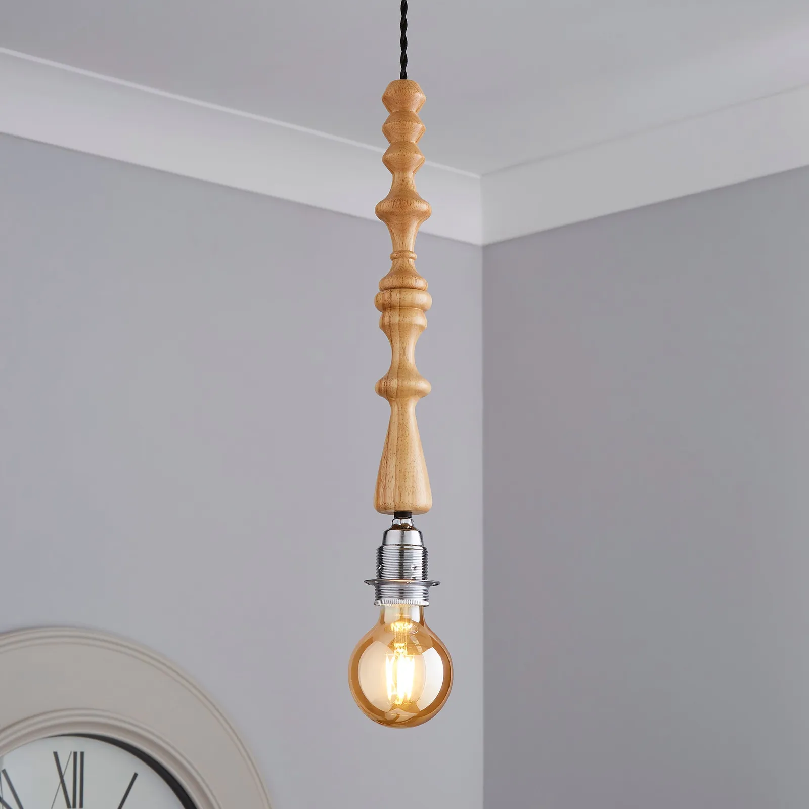 Elements Flac 1 Light Wooden Flex Light Fitting Natural