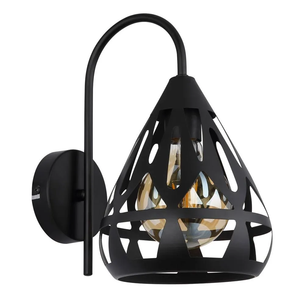 Netlighting Hassan Dome Wall Lamp Matt Black 1x E27 2