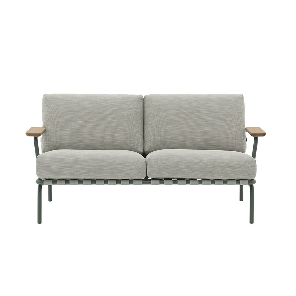 Muuto Settle Outdoor 2 Seater Sofa in Ribbed Weave 2/Dark Green 2
