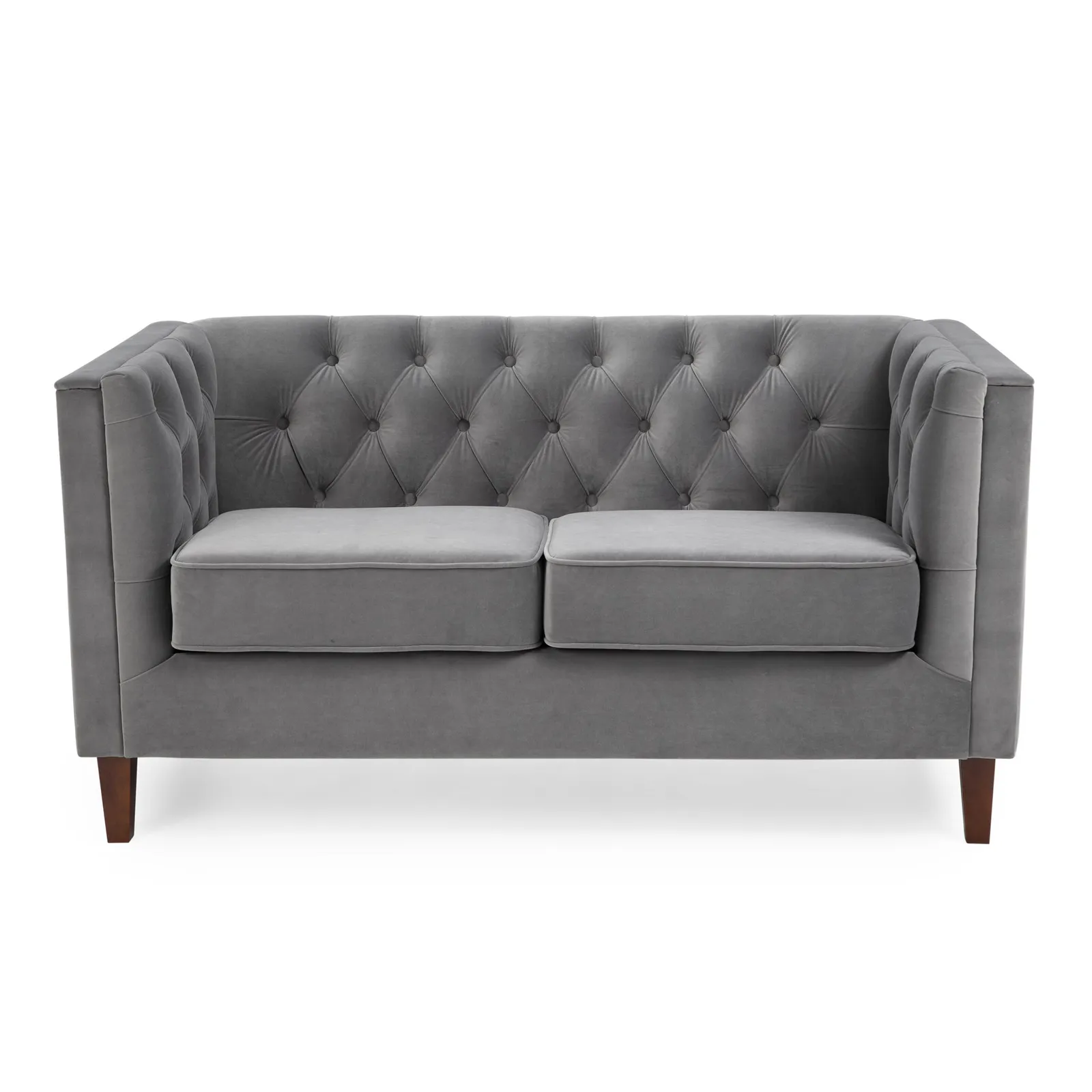 Isabel Velvet Chesterfield 2 Seater Sofa Grey