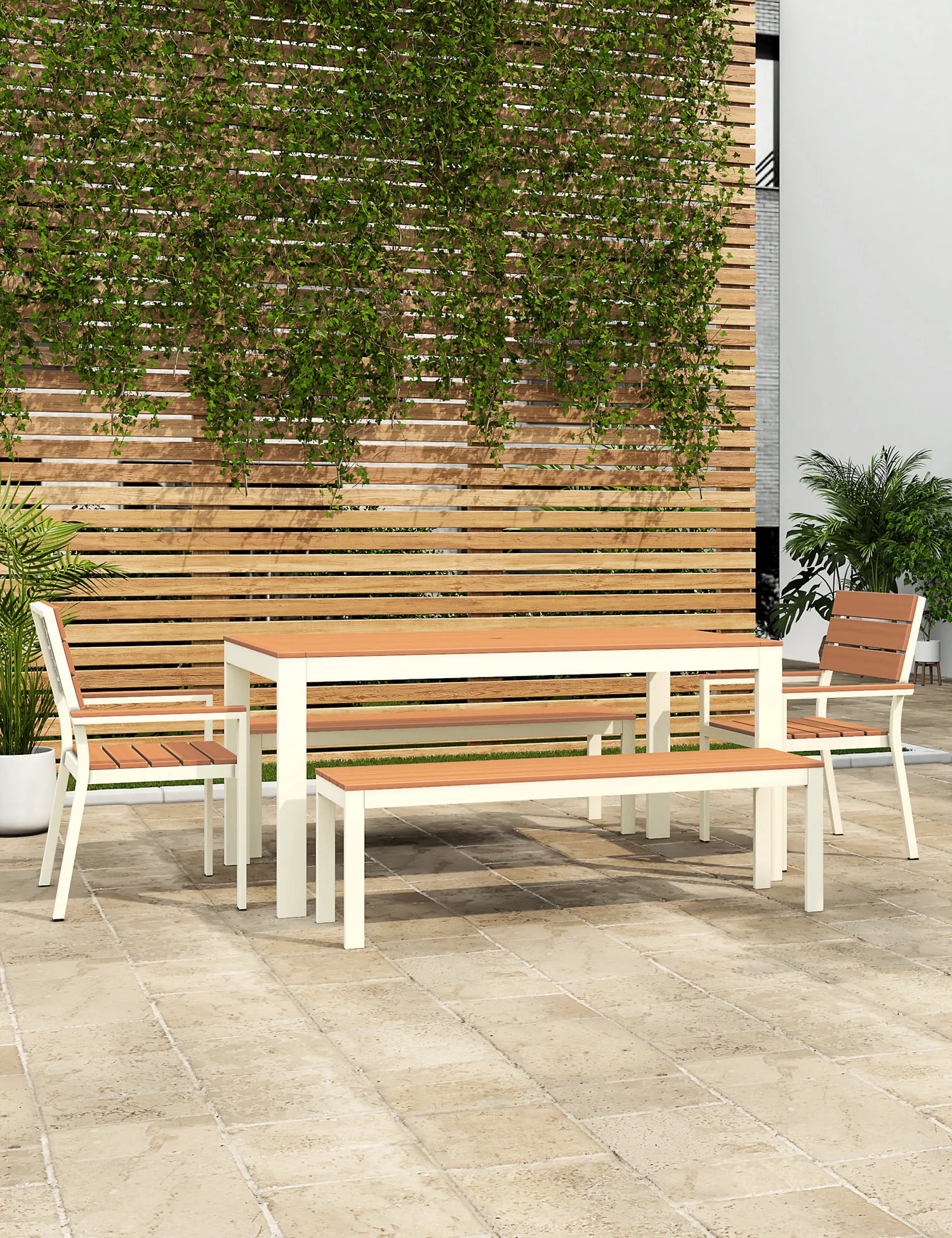 M&S Porto 6 Seater Dining Table with Benches