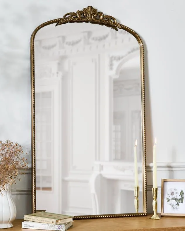 Dibor Vintage Style Luxury Decorative Gold Mirror Bedroom Bathroom Hallway Wall Mirror Ornate Arch Mirror 106cm x 61cm