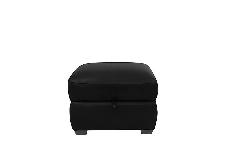 Cozee Leather Storage Stool - Classic Black