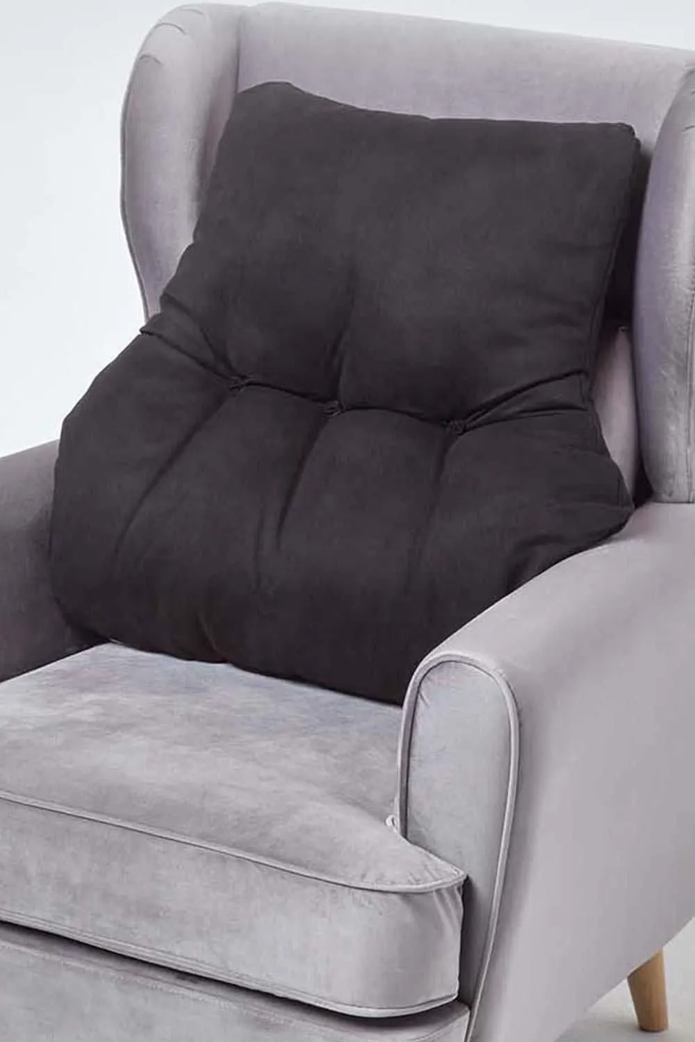 Homescapes Faux Suede Back Support Cushion in Black