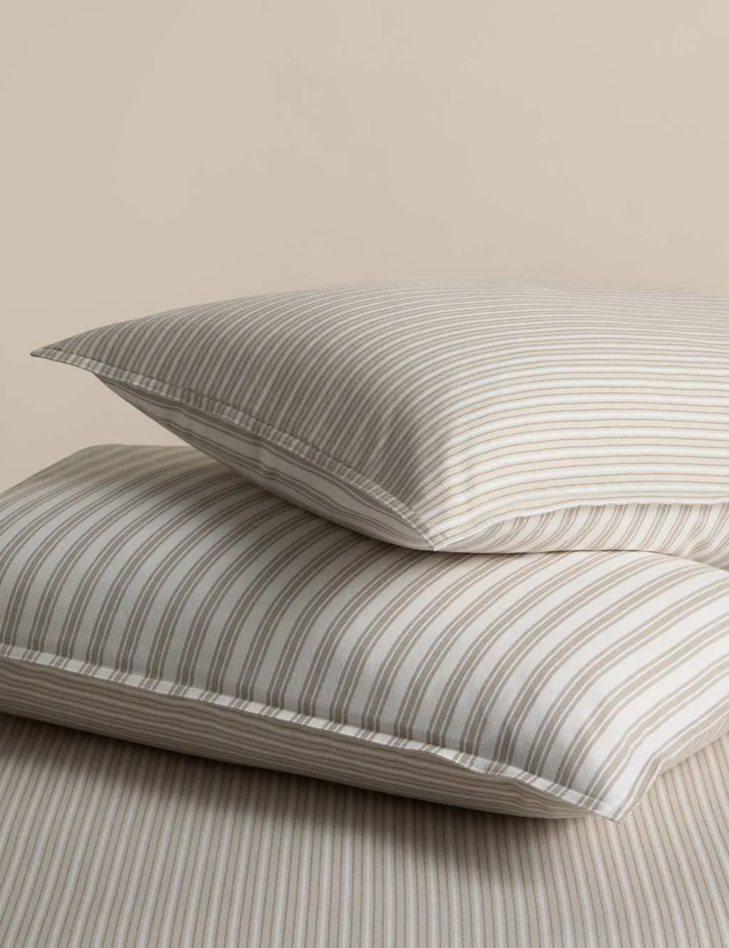 M&S 2 Pack Brushed Cotton Striped Pillowcases Linen