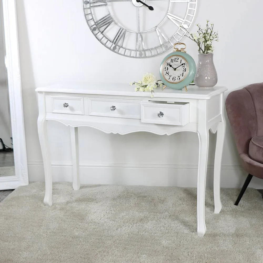 Melody Maison Large White 3 Drawer Console/Dressing Table - Victoria Range 2