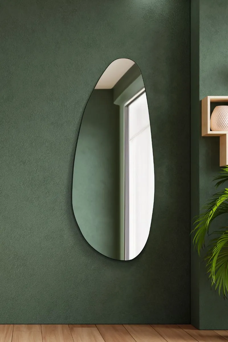 MirrorOutlet The Lacuna - Frameless Pond Wall Mirror 55" X 23" (140x58CM) in Silver
