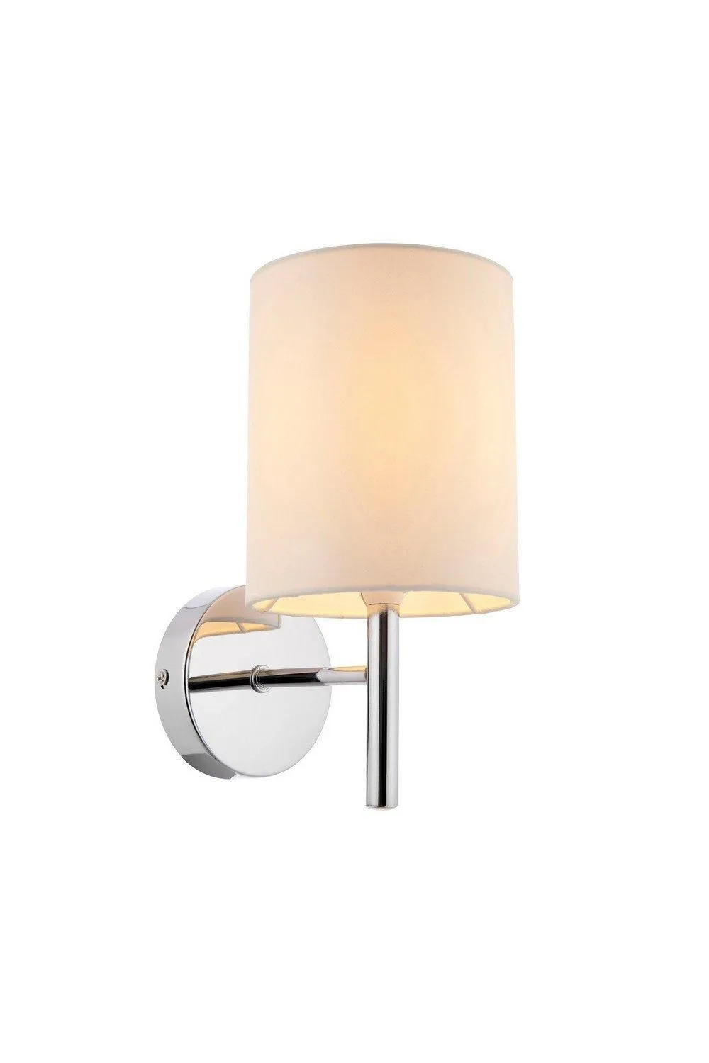 Netlighting Brio 1 Light Indoor Wall Light Chrome Off-White Faux Silk E14 in Grey