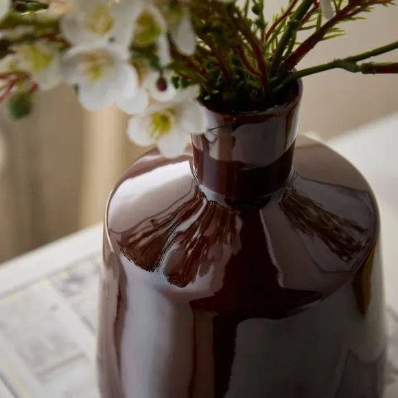Gloss Brown High Necked Bottle Vase 2
