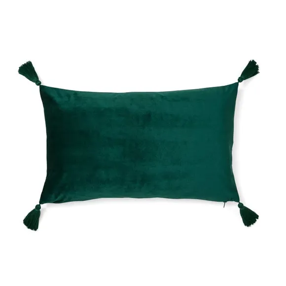 Embroidered Peacock Feather Rectangle Cushion 4