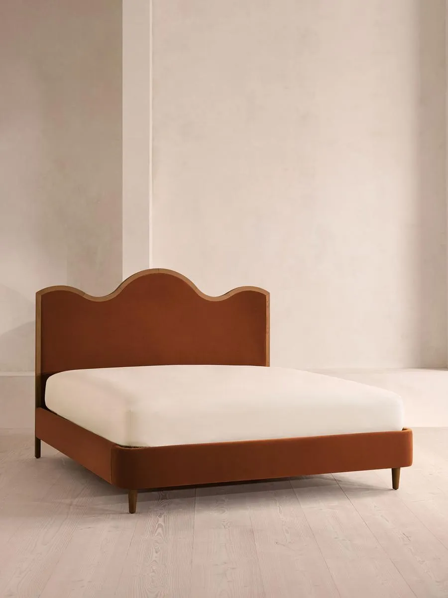 Aubrey Bed, King, Velvet, Cinnamon