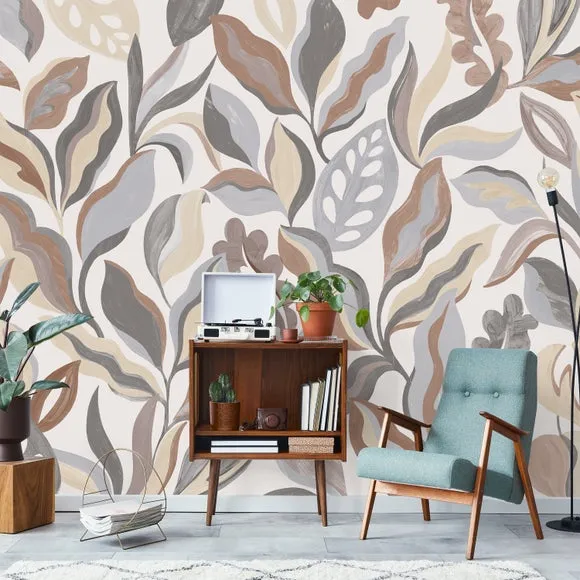 Abstract Leaves Mural