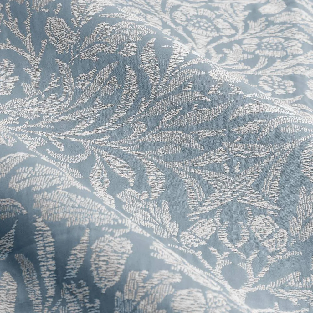 Morris & Co Acorn Tonal Fully Lined Matt Jacquard Pencil Pleat Curtains in Baby Blue 6
