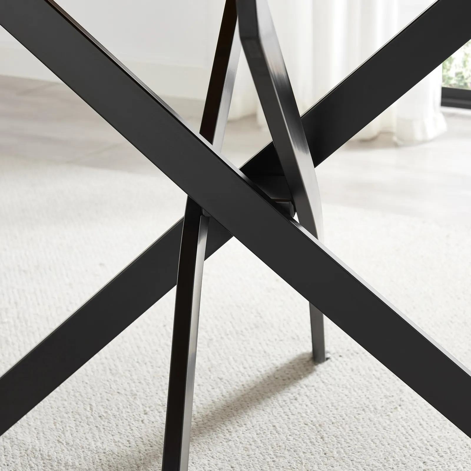 FurnitureboxUK Leonardo Black Top Dining Table & 6 Beaumont Fabric Chairs in Grey 5