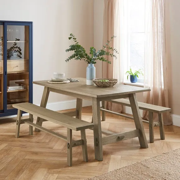 Enola Large Dining Bench, Rustic Oak 2