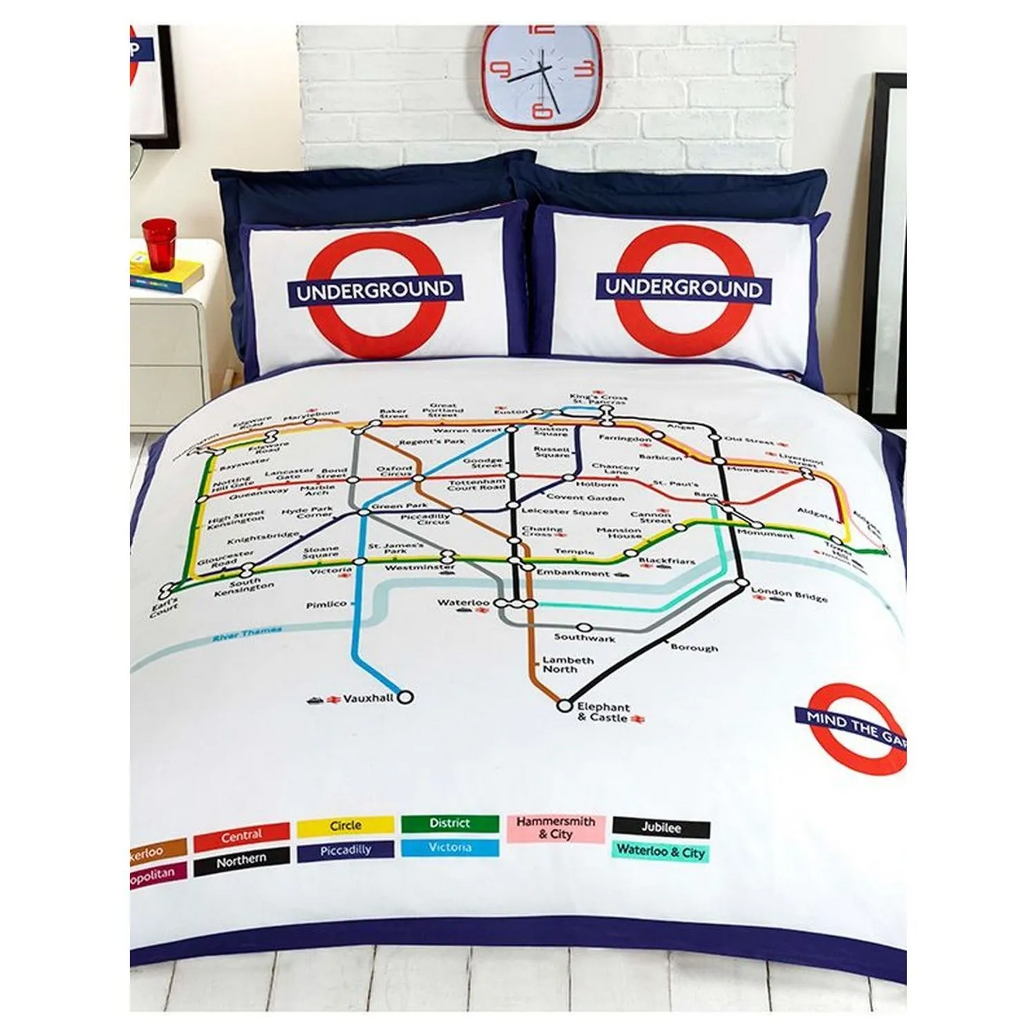Rapport Tube Map Duvet Cover Set in White