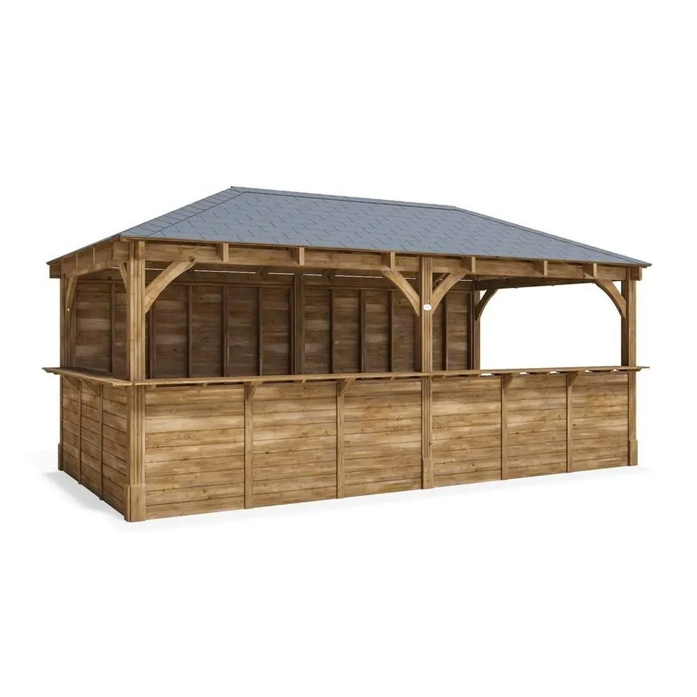 Dunster House Garden Bar Wooden Outdoor Bar Full Length Counter 6x3m Leviathan in Brown
