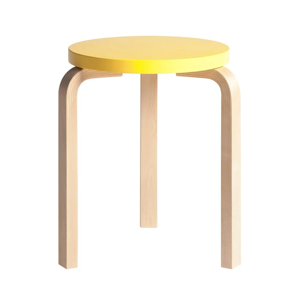 Artek Stool 60 Natural Lacquered Birch Yellow Lacquered 2