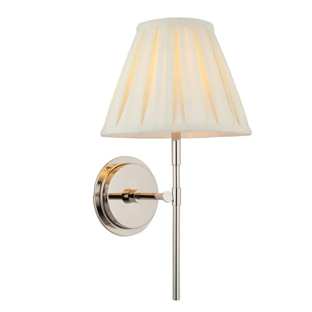 Netlighting Rennes & Carla Wall Lamp with Shade Bright Nickel Plate & Cream Fabric
