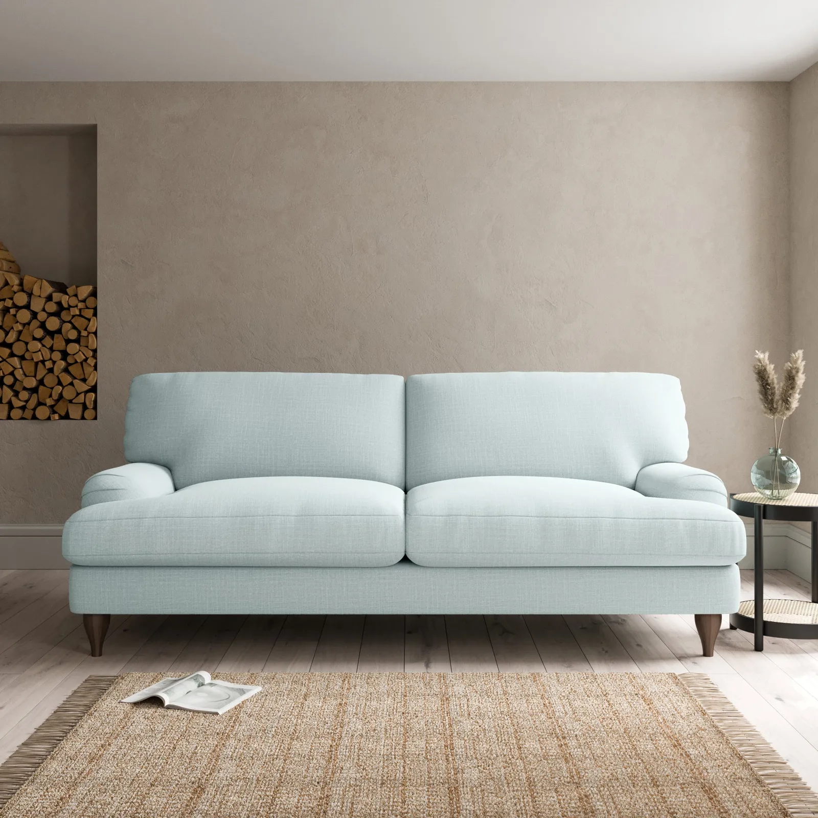 Darwin Slub Cotton Blend 4 Seater Sofa Blue