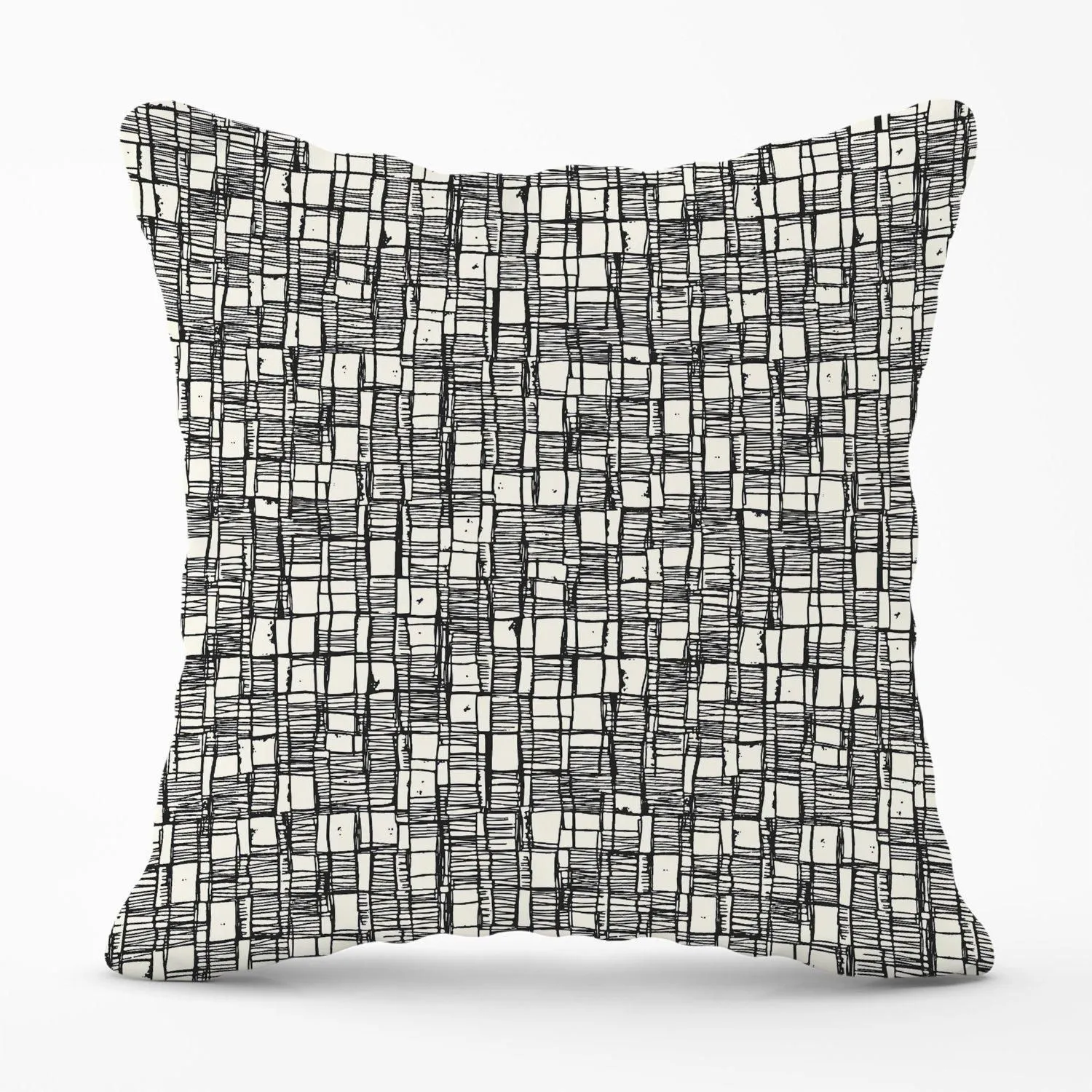 Warren Reed - Designer Irregular Sketched Block Textured Outdoor Cushion in Grey