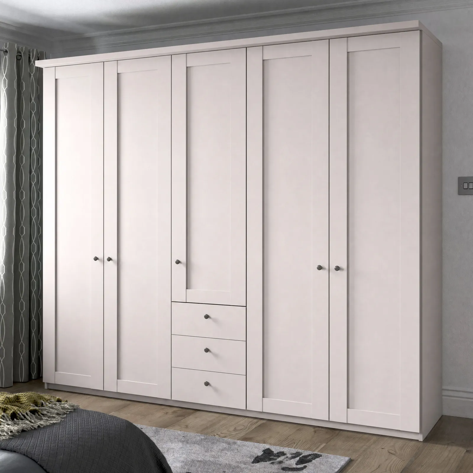 Varese Cornice Without Lights For Hinged Wardrobe, White | Barker & Stonehouse 2