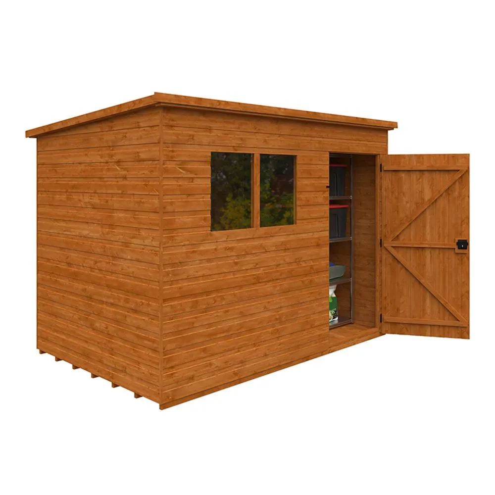 Buttercup Farm 9 x 6 Feet Super Pent 12mm Shed - Solid Wood/Softwood/Pine in Burnt Orange 2