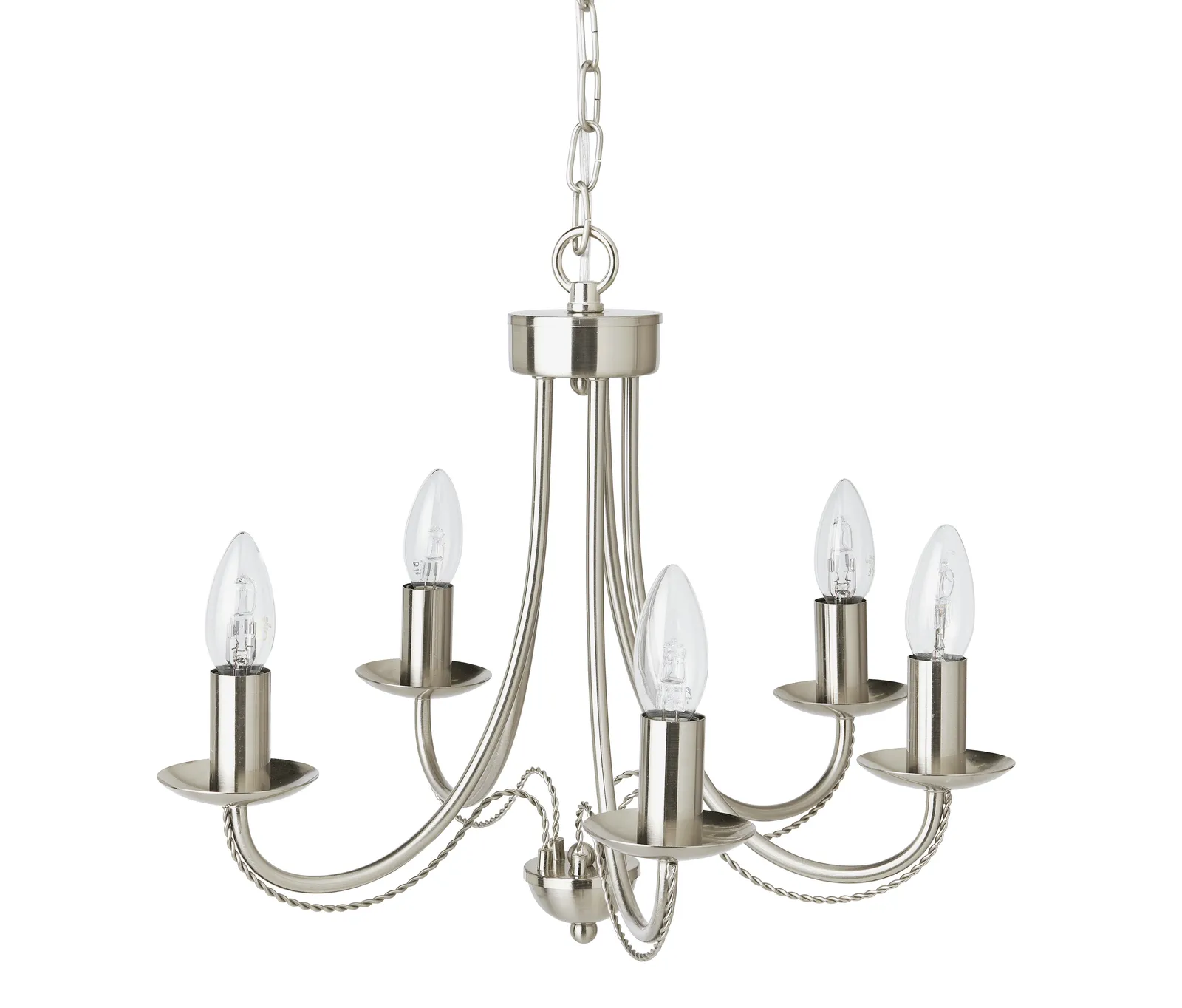 Argos Home Twirl 5 Light Twist Chandelier - Brushed Chrome