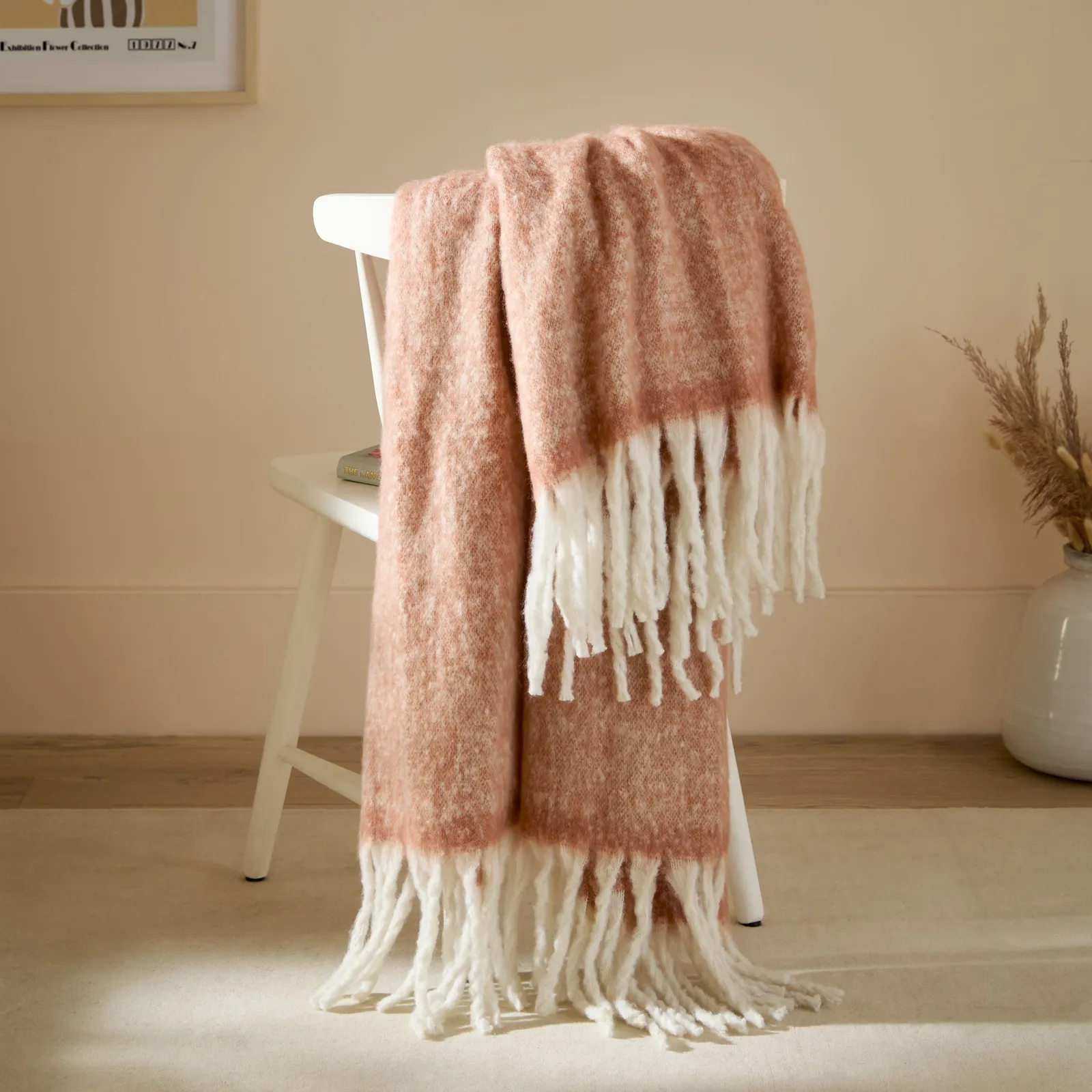 Furn Cozy Woven Tasselled Throw in Burnt Orange