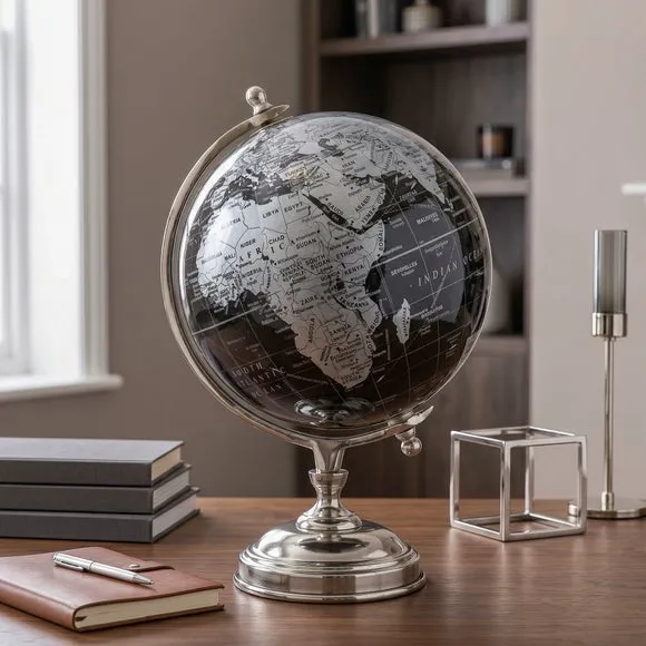 Black & Silver Globe Ornament