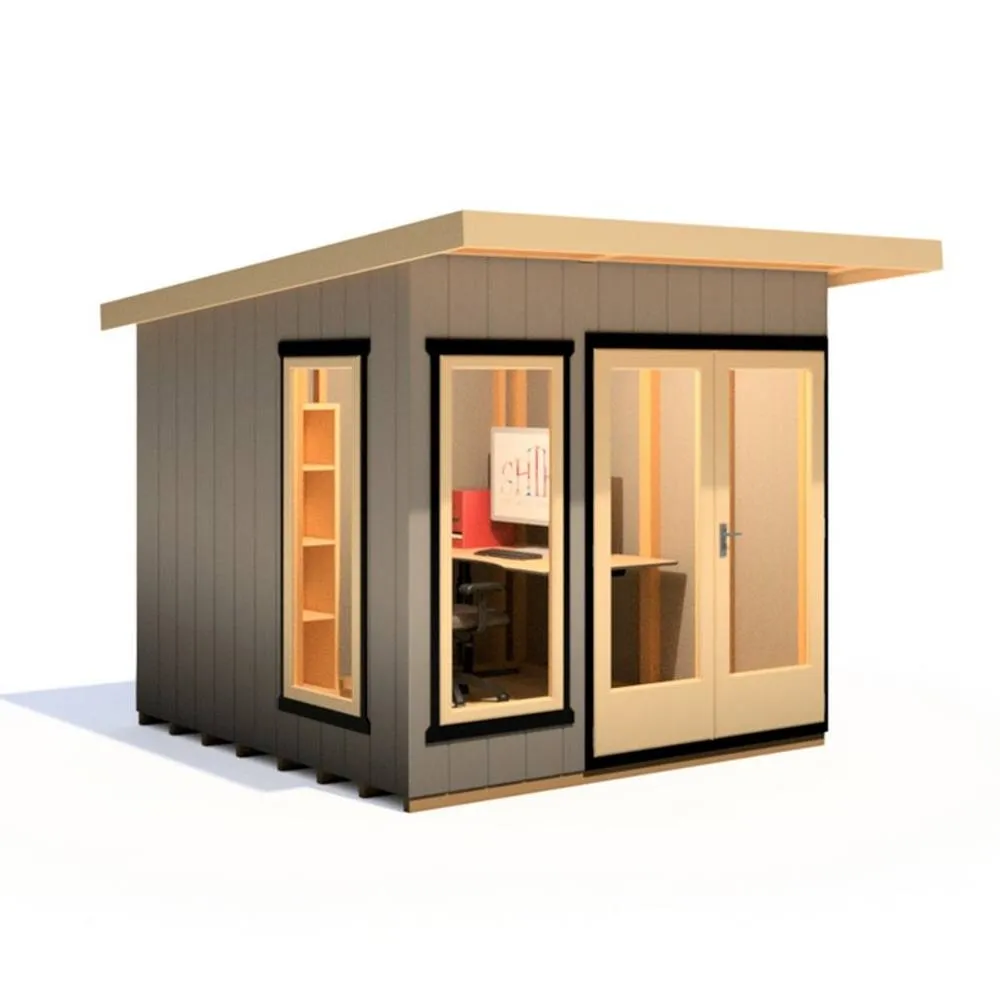 Shires Cali 8x8 Feet Pent 1 Garden Office - OSB/MDF - L334xW275.4xH246.1 cm in Light Brown 4